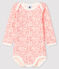 Rompertje lange mouwen babymeisje wit MARSHMALLOW/roze GRETEL