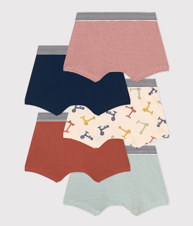 Setje met vijf katoenen boxershorts met step voor kinderen multicouleur