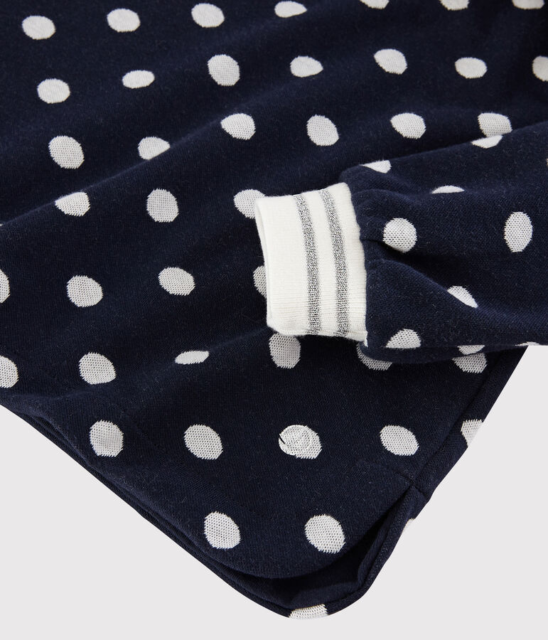 Meisjesjurk met lange mouwen kinderen blauw SMOKING/wit MARSHMALLOW