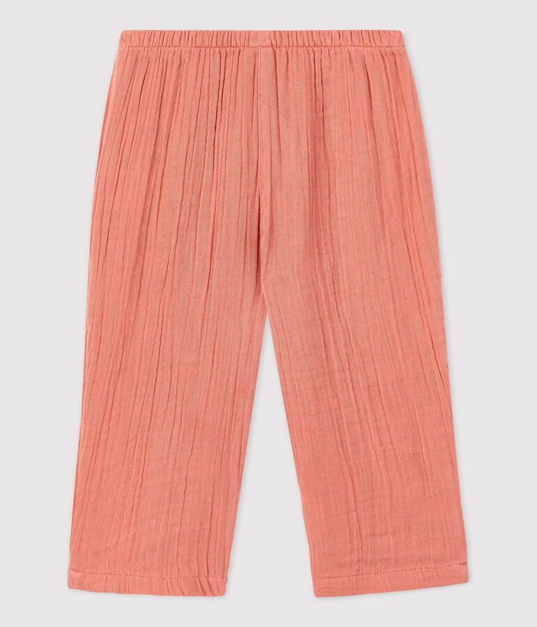 Pantalon en gaze de coton bio b&eacute;b&eacute; rose PAPAYE