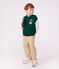 Veste teddy enfant en coton uni colorblock vert/beige