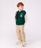 Veste teddy enfant en coton uni colorblock vert/beige