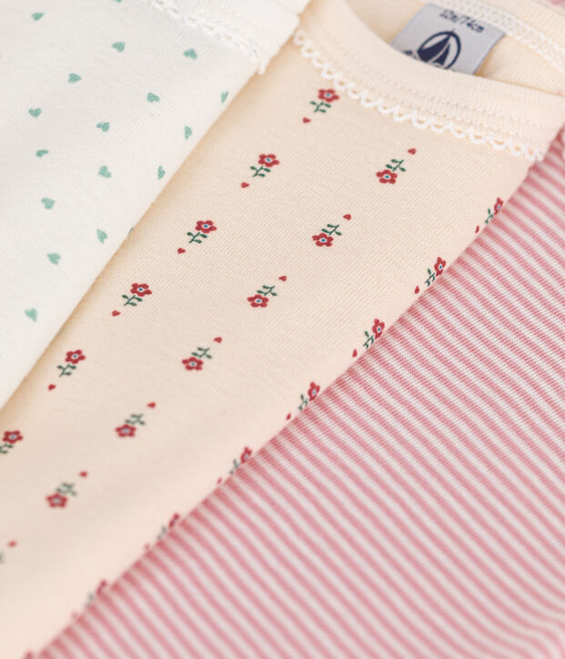 Set van 3 katoenen body's met korte mouwen voor baby's multicouleur