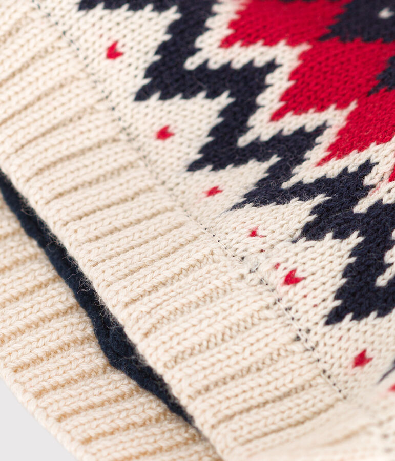 Wollen jacquardmuts voor baby's wit AVALANCHE/ MULTICO