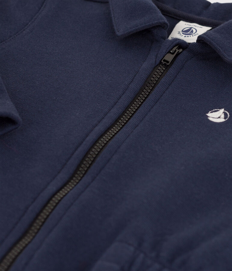 Combinaison b&eacute;b&eacute; longue en jersey &eacute;pais bleu