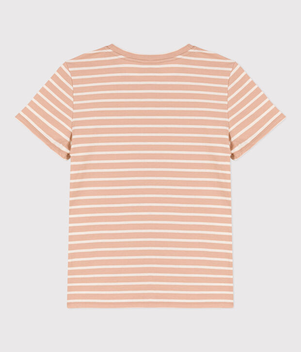DE STRAIGHT-FIT, T-shirt voor dames met ronde hals in biokatoen beige/ecru