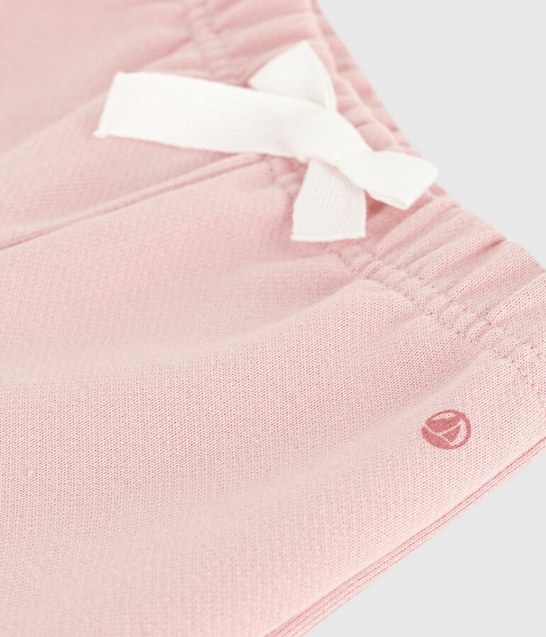 Pantalon b&eacute;b&eacute; en coton uni rose