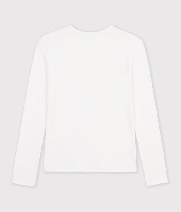 L'ICONIQUE, T-shirt voor dames met cocottesteek in katoen wit