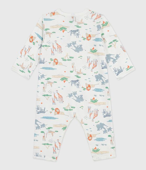 Pyjama bébé en coton sans pieds imprimé savane blanc MARSHMALLOW/blanc MULTICO