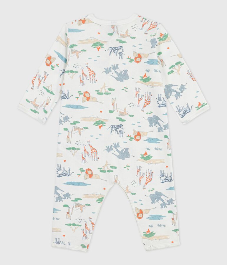 Pyjama b&eacute;b&eacute; en coton sans pieds imprim&eacute; savane blanc/multicouleur
