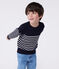 Kindertrui van wol en katoen in marinelook blauw SMOKING/wit MARSHMALLOW