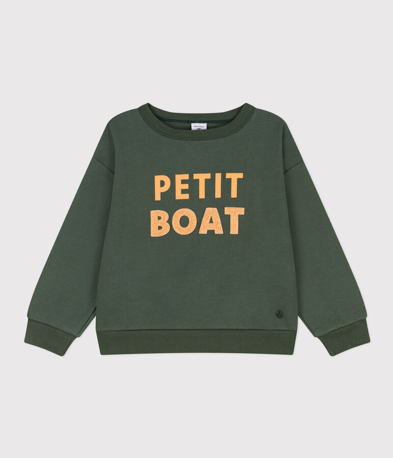 Sweatshirt imprim&eacute; en molleton enfant fille / gar&ccedil;on vert