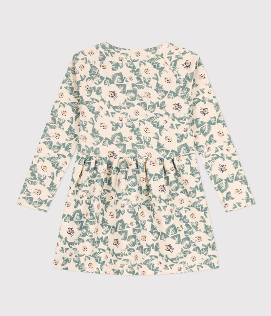 Gebloemde fleece jurk met lange mouwen voor meisjes wit AVALANCHE/ MULTICO
