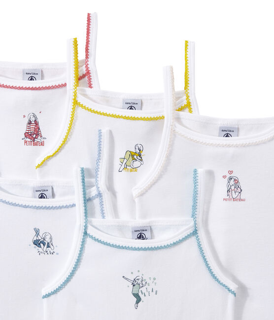 Lot de 5 chemises à bretelles fille à motifs blanc LOT