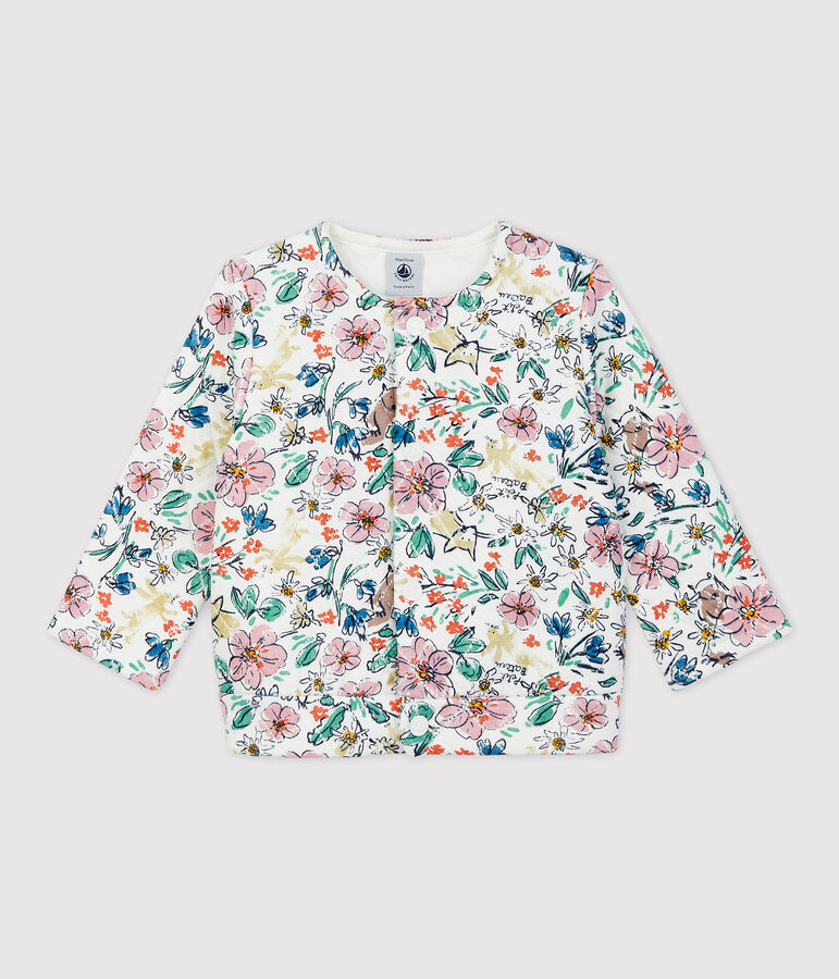 Cardigan matelass&eacute; b&eacute;b&eacute;. blanc/multicouleur