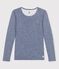 Gestreept Dames t-shirt van wol en katoen blauw SMOKING/wit MARSHMALLOW