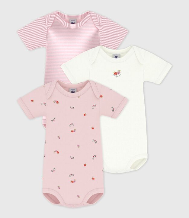 Setje van katoenen body's met korte mouwen en bloemenprint multicouleur