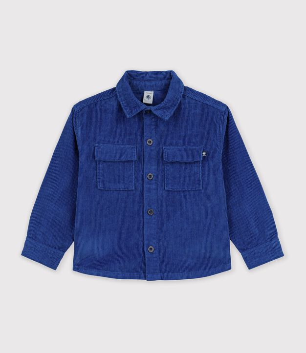 Effen fluwelen kinderhemd blauw