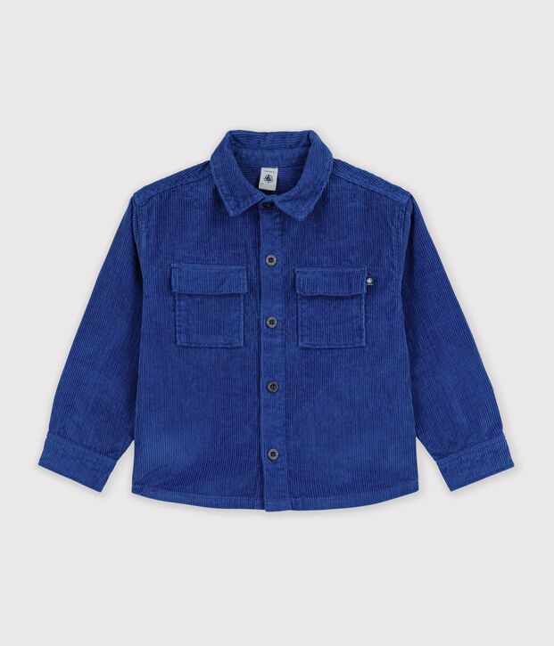 Effen fluwelen kinderhemd blauw