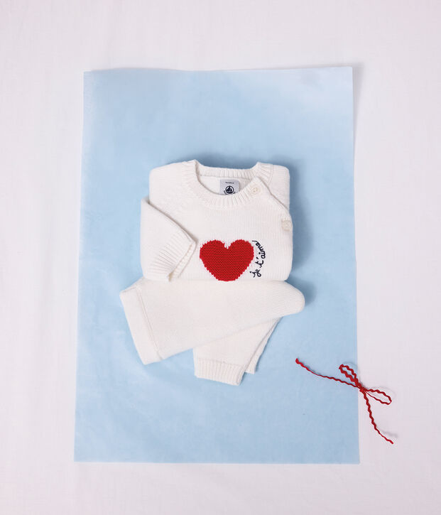 Gebreid babysetje met jacquardmotief rood/rood