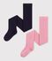 Lot de 2 collants enfant en coton unis rose/bleu