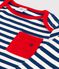 Tee-shirt manches longues rayé en jersey bébé bleu MEDIEVAL/blanc MARSHMALLOW
