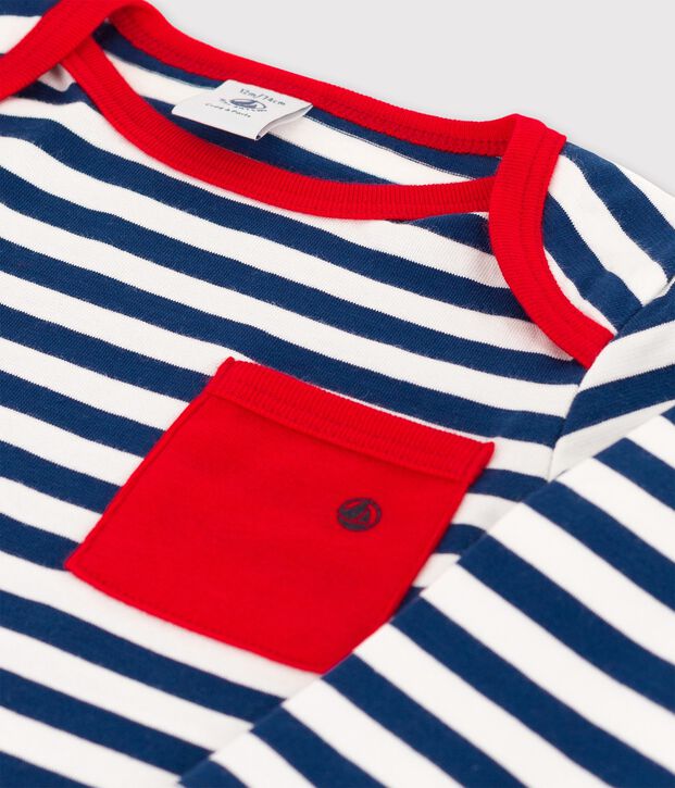 Gestreept T-shirt met lange mouwen in jersey voor baby's blauw/wit