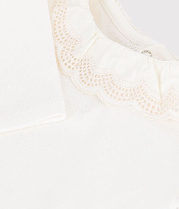 Body b&eacute;b&eacute; en coton uni &agrave; col blanc