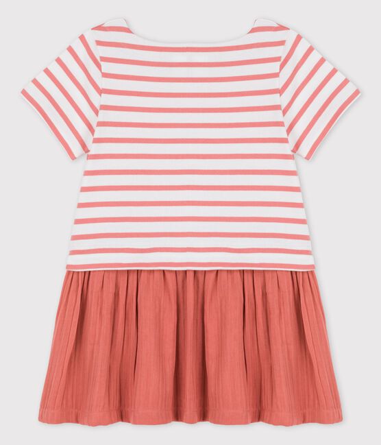 Robe en jersey et gaze de coton bio enfant fille blanc MARSHMALLOW/ PAPAYE