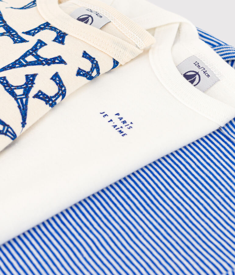 Lot de 3 bodies manches longues Paris b&eacute;b&eacute; en coton multicouleur