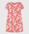 Meisjesnachthemd met Hawaïprint in katoen roze PAPAYE/ MARSHMALLOW
