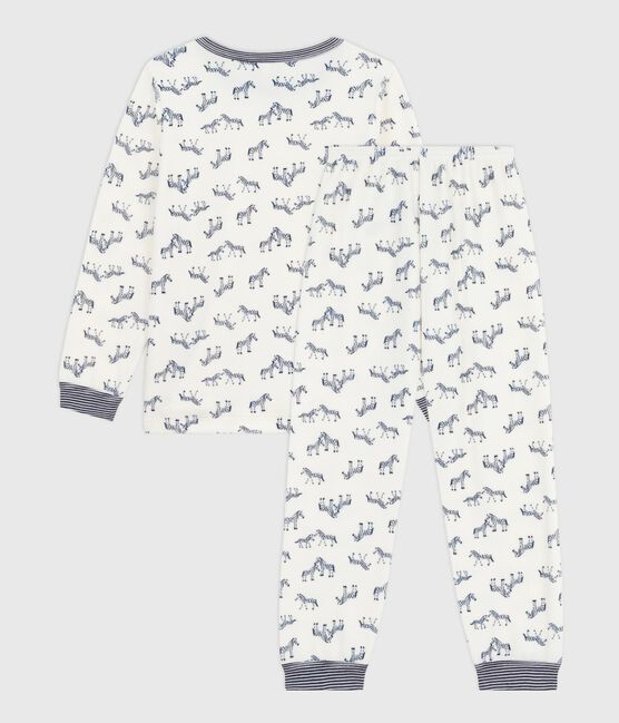 Pyjama enfant en velours imprimé zèbres bleu MILK/ SOIR