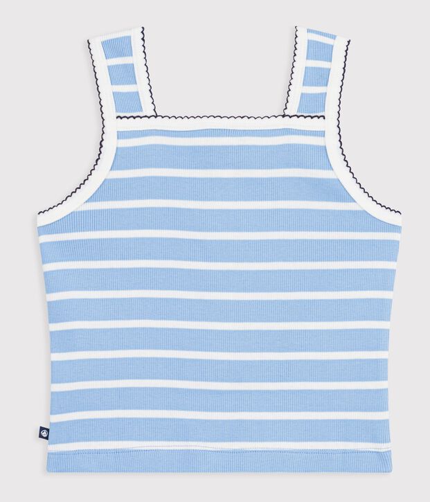 D&eacute;bardeur enfant en coton &agrave; rayures bleu/blanc