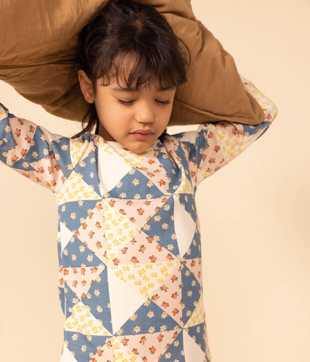 Katoenen patchwork pyjama voor meisjes ecru/multicouleur