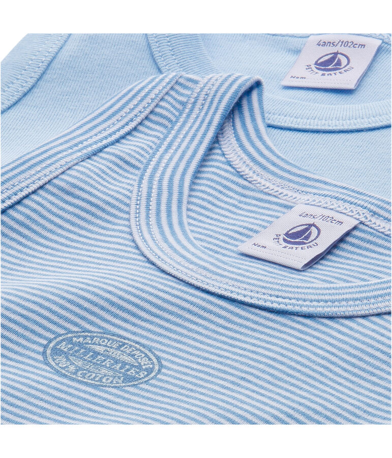 Set van twee jongenshemdjes met milleraies-strepen set .