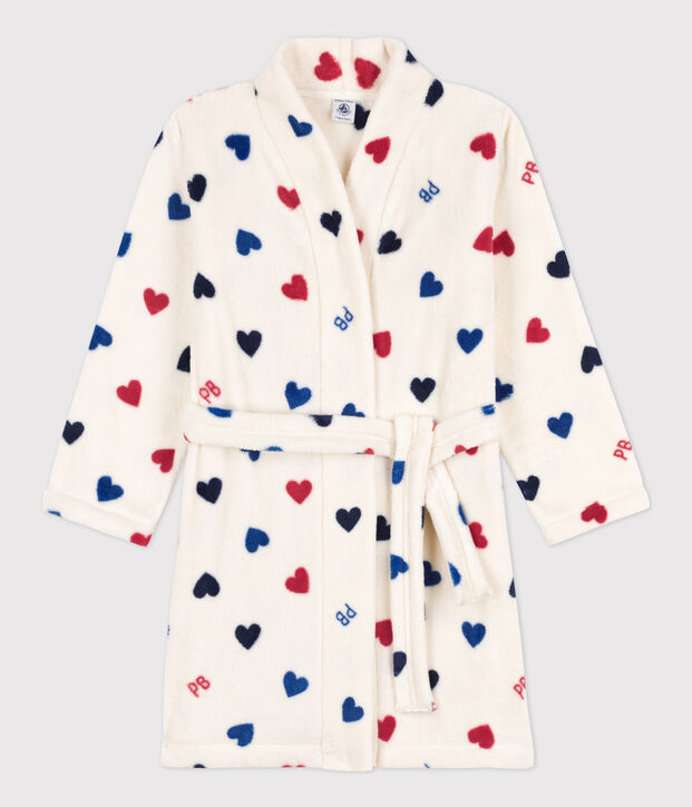 Robe de chambre en polaire enfant &eacute;cru/multicouleur