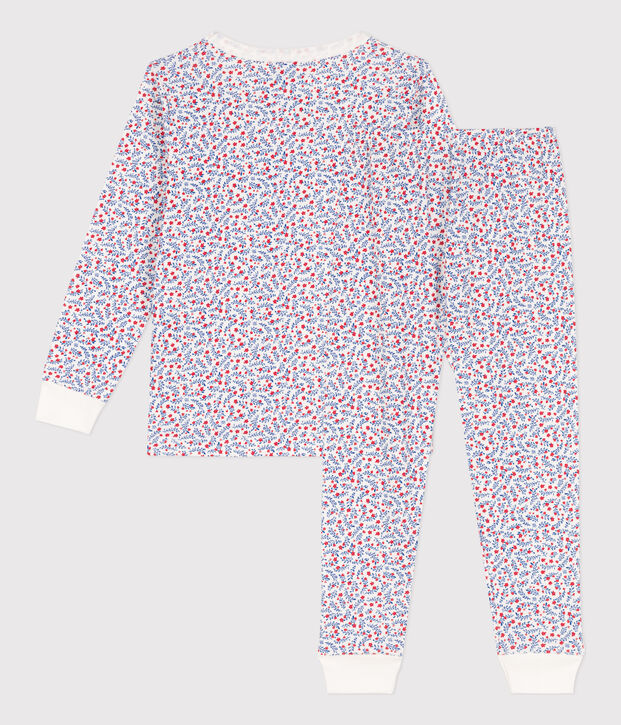 Meisjespyjama met bloemenprint in katoen wit/multicouleur