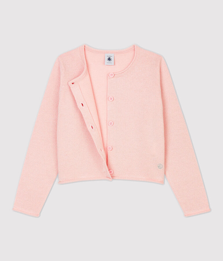 Cardigan en coton enfant fille rose MINOIS/ ARGENT