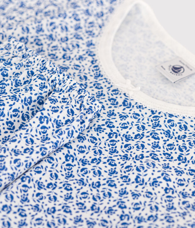 Katoenen capri pyjama met bloemenprint voor kinderen blauw/blauw