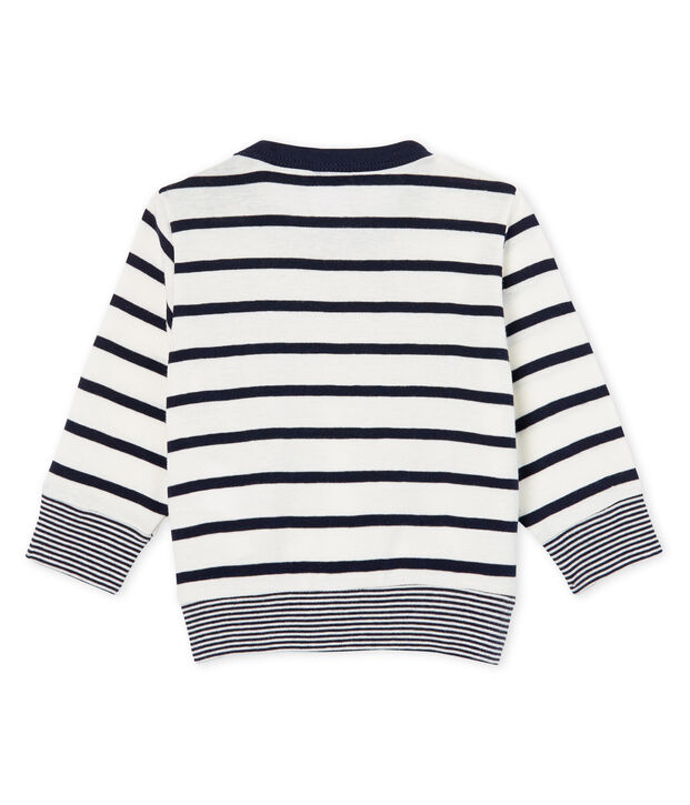 T-shirt met lange mouwen marinestreep babyjongen wit/blauw