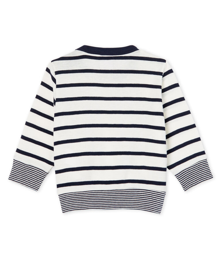 T-shirt met lange mouwen marinestreep babyjongen wit MARSHMALLOW/blauw SMOKING CN