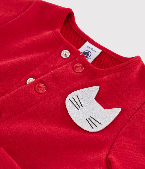 Molton cardigan voor meisjesbaby rood TERKUIT