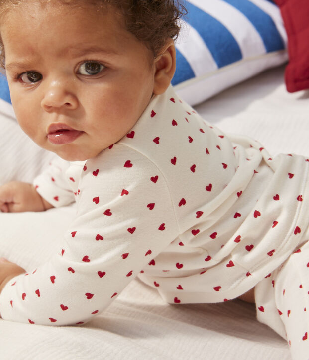 Set met print van katoen voor baby's wit/rood