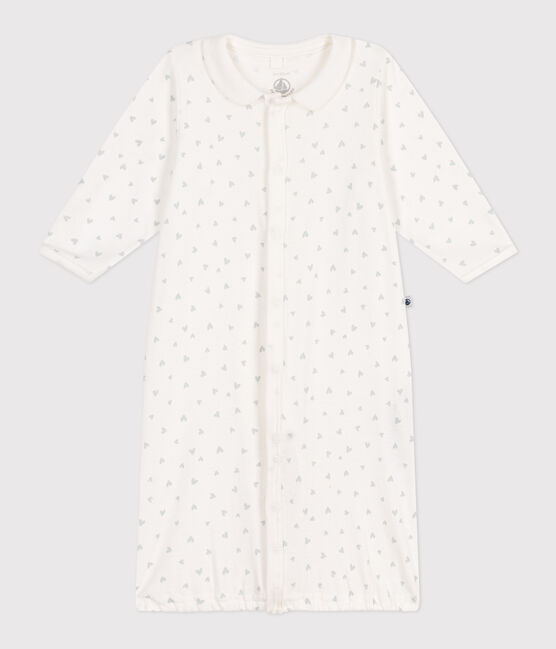 Combisac bébé en coton à col petits cœurs blanc MARSHMALLOW/blanc MULTICO