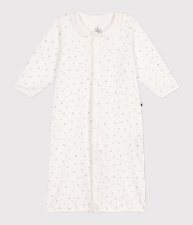 Katoenen pakje/trappelzak met kraag en hartjesprint voor baby's wit/multicouleur