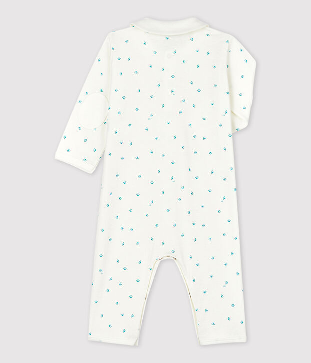 Katoenen babypyjama zonder voetjes wit/grijs