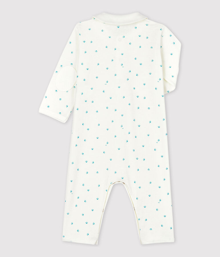 Katoenen babypyjama zonder voetjes wit MARSHMALLOW/wit MISTIGRI
