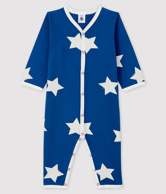 Dors-bien bleu à grosse étoiles bébé en côte bleu MAJOR/blanc MARSHMALLOW