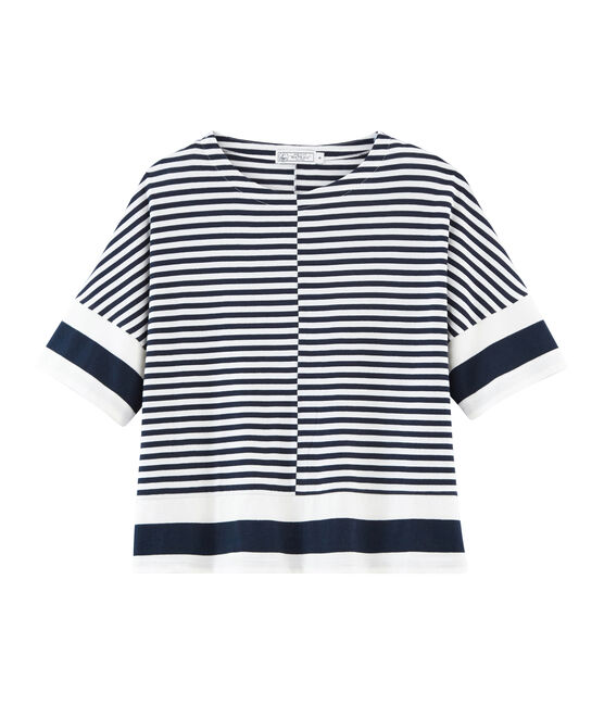 Tee-shirt graphique manches courtes femme bleu SMOKING/blanc MARSHMALLOW