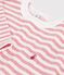 Tee-shirt enfant manches longues &agrave; rayures rose/&eacute;cru